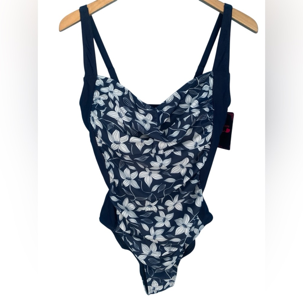 Shekini One Piece Blue Floral Swimsuit NWT Size XXL